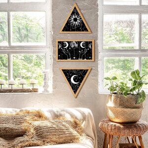 3 Pieces boho wall decor moon sun decor 11.8 x 11 inches